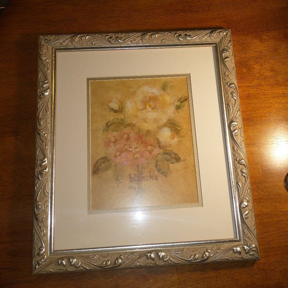 Vintage Framed French Blanche & Rose